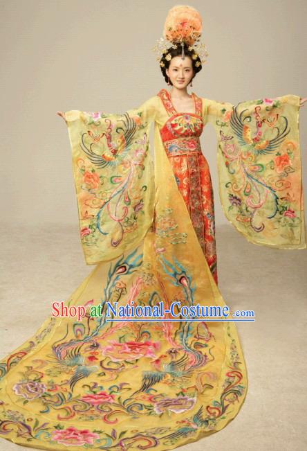 Ancient China National Costumes and Hair Accessories Complete Set