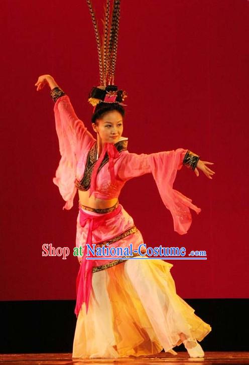 Chinese Classic Han Dynasty Dance Costumes with Long Feather Hat - Chu Yao