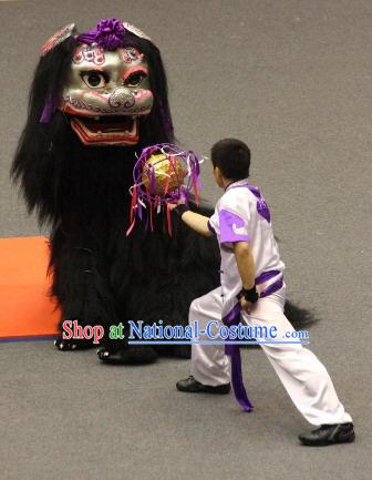 Supreme Long Yak Wool Traditional Beijing Lion Dance Costumes and Dancer Uniform Complete Set
