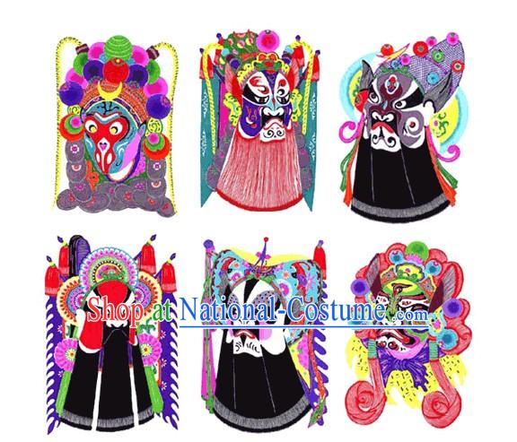 Large Chinese Traditional Handmade Opera Mask Papercut _6 pieces set_