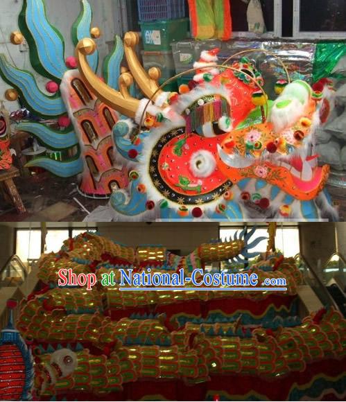 Large Luminous Supreme Long Wool Dragon Dance Costume Complete Set