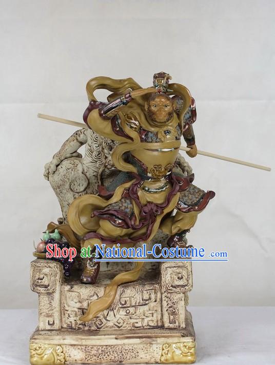 Monkey Sun Shiwan Ceramic Sculpture Figurine