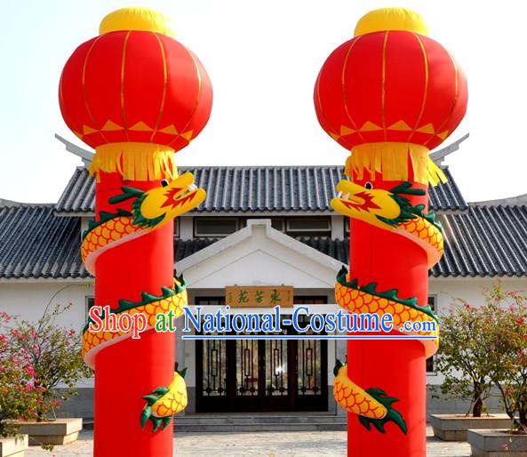 236 Inch High Large Inflatable Dragon Column