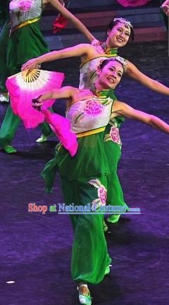 Traditional Chinese Flower Dance Costume and Headwear for Women