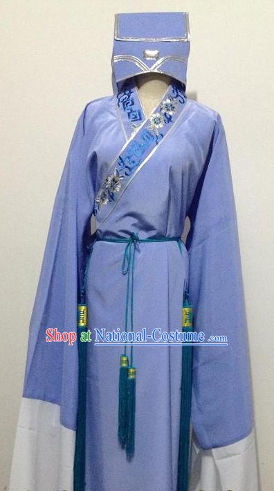 Ancient Chinese Purple Xiao Sheng Young Men Costumes and Hat for Men