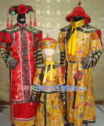 China Imperial Family Emperor Clothes Empress Costumes and Prince Clothing 3 Complete Sets