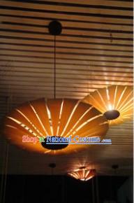 Handmade Traditional Tree Bark LED Umbrella Lamp Lantern