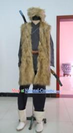 Ancient Chinese Guo Jing Costumes and Hat Complete Set for Men