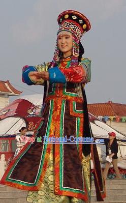 Mongolian Wedding Ceremonial Clothing and Hats Complete Sets