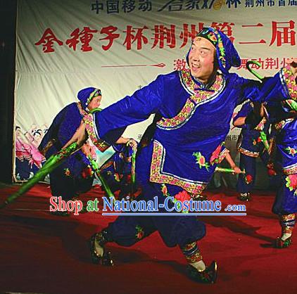 Chinese Happy Nanny Dance Costumes and Wigs