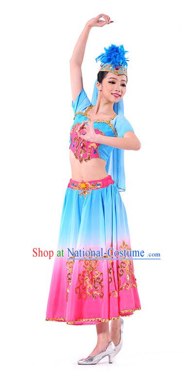 Xinjiang Folk Dance Costume Wholesale Clothing Discount Dance Costumes Dancewear Supply and Headpieces for Ladies