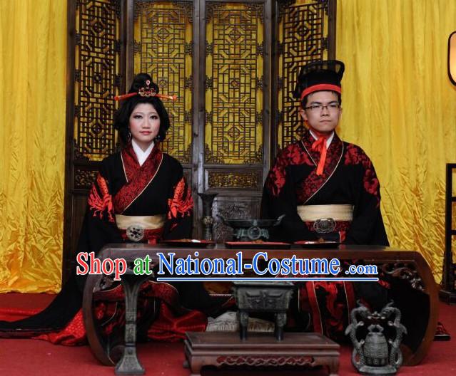 Western Zhou Dynasty Ceremonial Clothing Clothes Garment 2 Complete Sets for Men and Women