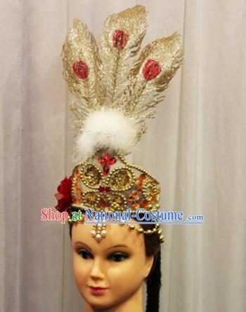 Chinese Xinjiang Dance Apparel Flower Headwear Folk Dancing Headdress Headpieces Hair Accessories