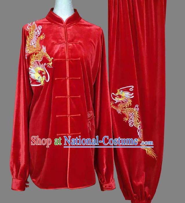 Top Embroidered Dragon Wing Chun Uniform Martial Arts Supplies Supply Karate Gear Tai Chi Uniforms Clothing for Women or Men