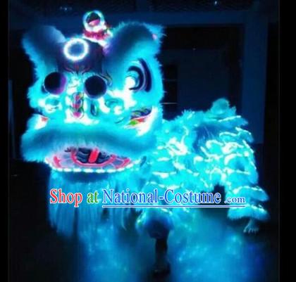 Blue Top Supreme LED Lights Lion Dance Costumes Complete Set