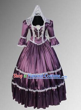 Classic Renaissance Costumes Medieval Costume Historic Queen Victoria Clothing Complete Set for Women