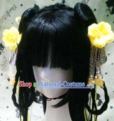 Ancient Chinese Fairy Queen Wigs Toupee Wigs Human Hair Wig Hair Extensions Sisters Weave Cosplay Wigs Lace
