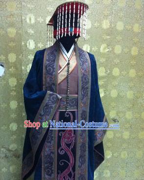 China Ancient Qin Dynasty Qin Chao Emperor Qin Shi Huang Costumes and Hat