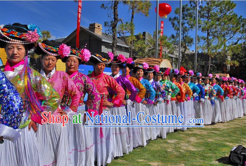 Chinese Traditional Asian Yi Minority Clothes for Women