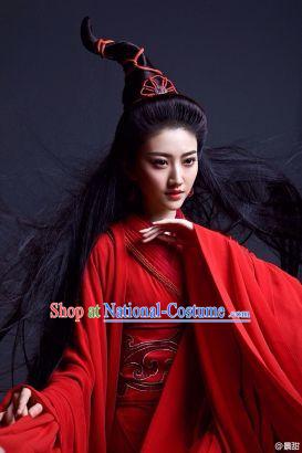 China Red Sexy Film Costumes Complete Set for Girls