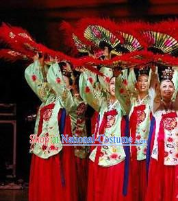 National Costume of Korea Korean Fan Dance Costumes and Headwear for Women