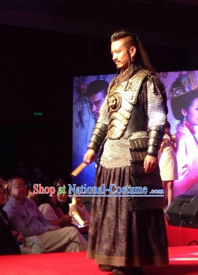 Chinese Ancient General Armor Clothes and Headwear Complete Set