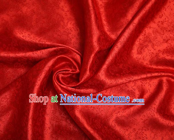 Red Chinese Traditional Dragon Brocade Fabric