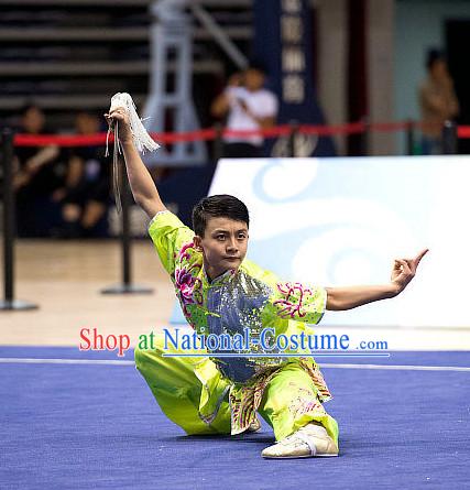 Top Embroidered Martial Arts Uniform Supplies Kung Fu Southern Swords Broadswords Championship Competition Superhero Uniforms for Men