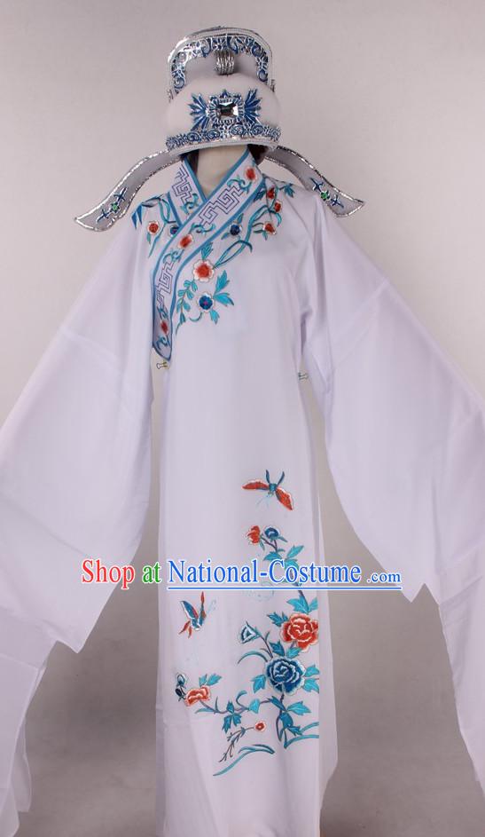 Chinese Culture Chinese Opera Costumes Chinese Cantonese Opera Beijing Opera Costumes Young Scholar Costumes and Hat Complete Set for Men