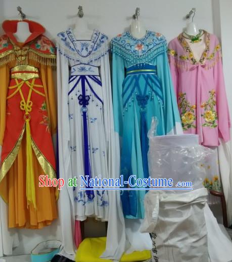Asian Chinese Traditional Dress Theatrical Costumes Ancient Chinese Clothing Chinese Attire Peking Opera Female Costumes 4 Sets