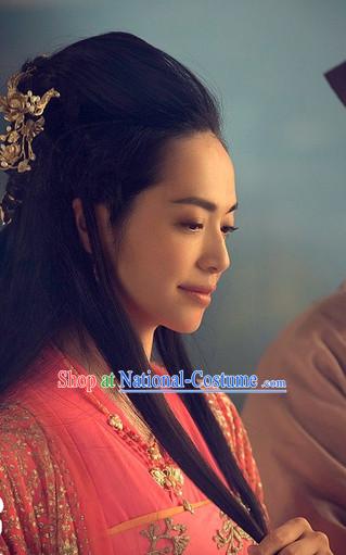 Handmade Chinese Palace Beauty Black Wigs and Hair Ornaments