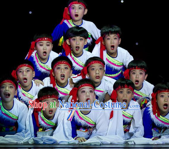 Chinese Kids Folk Tibetan Dance Costumes for Competition