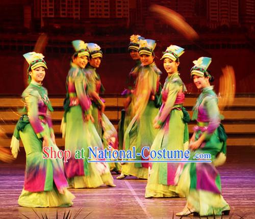 Chinese Traditional Ethnic Costume and Hair Piece Complete Set for Women