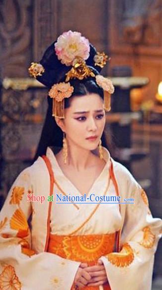Chinese Wedding Bridal Hair Accessories Headwear Headdress Hair Accessory Hair Jewelry and Necklace Earrings Set for Women or Girls