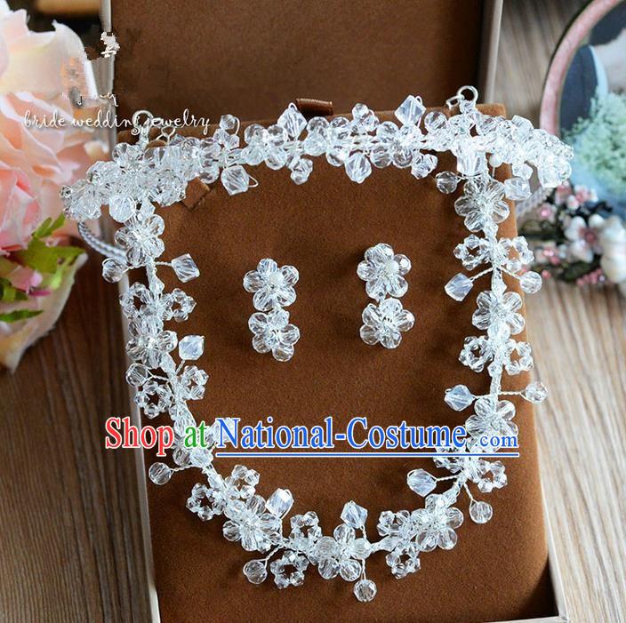 Traditional Jewelry Accessories, Palace Princess Hair Accessories, Engagement Accessories Collar, Wedding Earrings, Necklace, Wedding Hair Accessories, Baroco Style Crystal Headwear Set for Women