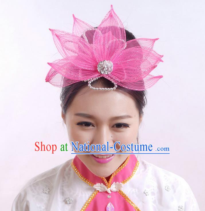 Traditional Chinese Yangge Hair Accessories, Fan Dancing Headwear, Folk Dance Yangko Peacock Dance Headdress, Stage Accessories