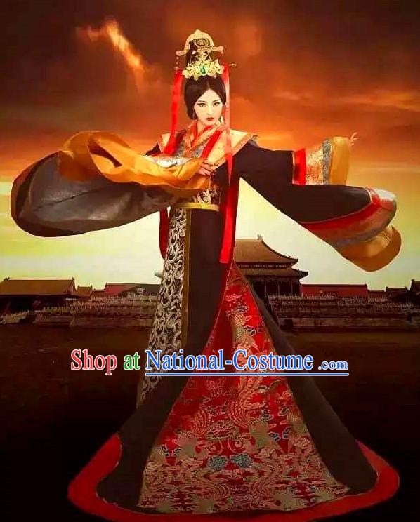 Chinese Ancient Female Empress Clothes and Headdress Complete Set for Women or Girls