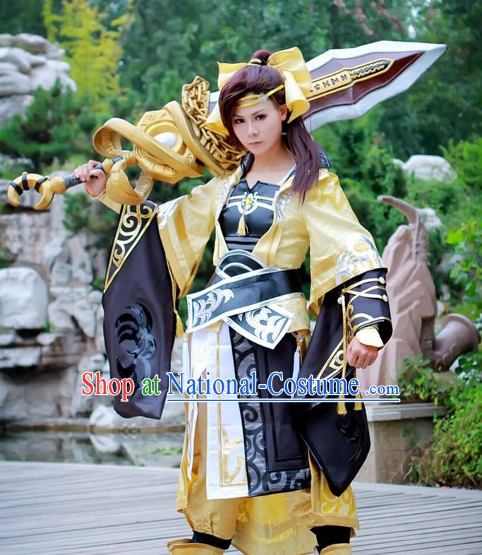 Chinese Costume Superheroine Armor Cosplay Costumes China Traditional Armors Complete Set for Women Kids Adults