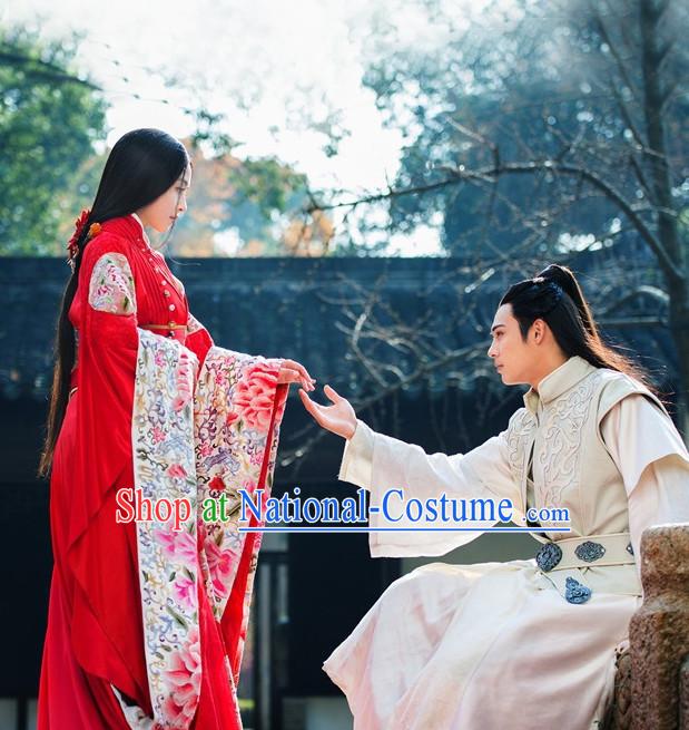 Chinese TV Drama Princess Costume Ancient Theatrical Costumes Historical Clothing and Hair Jewelry Complete Set for Women