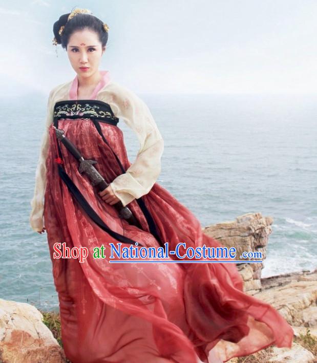 Chinese Ancient Tang Dynasty Ruqun Clothing Complete Set for Women
