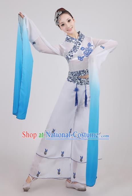 Traditional Chinese Water Sleeve Dance Costume, Folk Dance Uniform Classical Dance Embroidery Clothing for Women