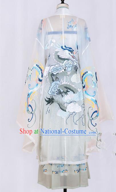 Asian China Tang Dynasty Palace Lady Embroidered Dragons Clothing, Traditional Ancient Chinese Imperial Princess Hanfu Clothing for Women