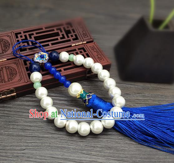 Traditional Handmade Chinese Ancient Classical Qing Dynasty Manchu Queen Pearls Tassel Breastpin Pendant Brooch for Women