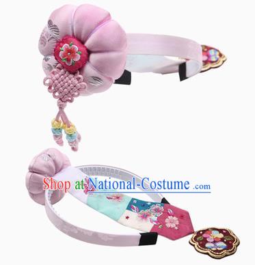 Traditional Korean Hair Accessories Pink Hair Clasp, Asian Korean Hanbok Fashion Headwear Hanbok Headband for Kids