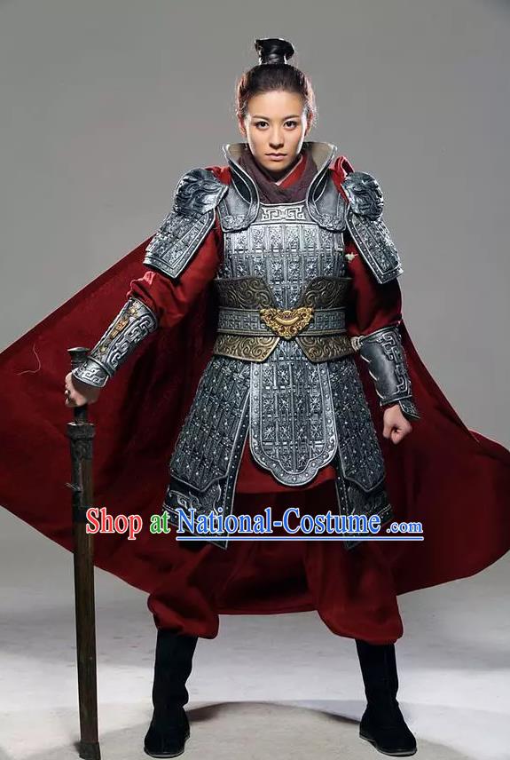 Traditional Chinese Southern and Northern Dynasties Female General Costume and Armour Complete Set