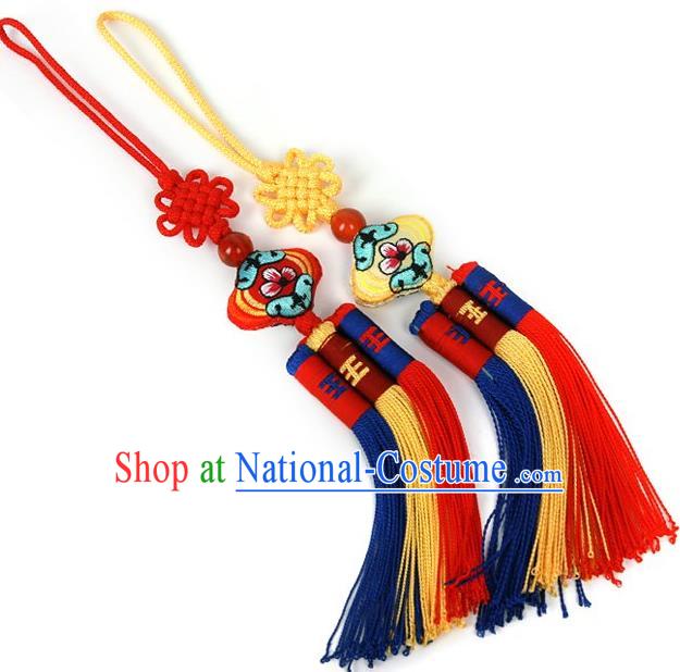 Traditional Korean Accessories Embroidered Waist Pendant, Asian Korean Fashion Wedding Tassel Waist Decorations for Kids