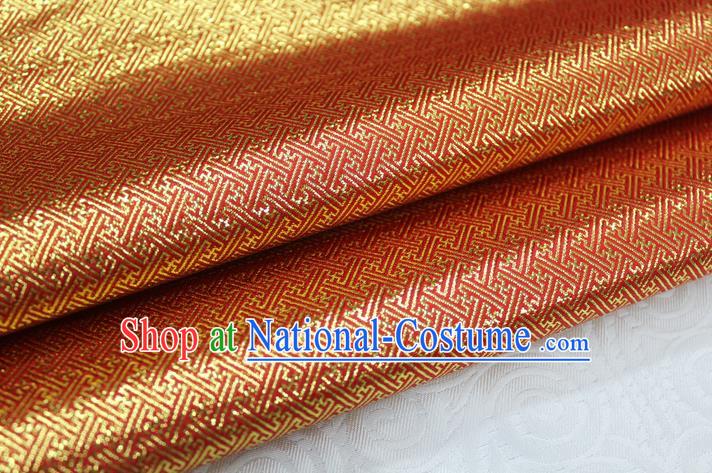 Chinese Traditional Royal Palace Pattern Mongolian Robe Red Golden Brocade Fabric, Chinese Ancient Emperor Costume Drapery Hanfu Tang Suit Material