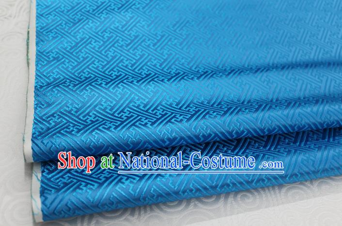 Chinese Traditional Royal Palace Pattern Mongolian Robe Light Blue Brocade Fabric, Chinese Ancient Costume Satin Hanfu Tang Suit Material