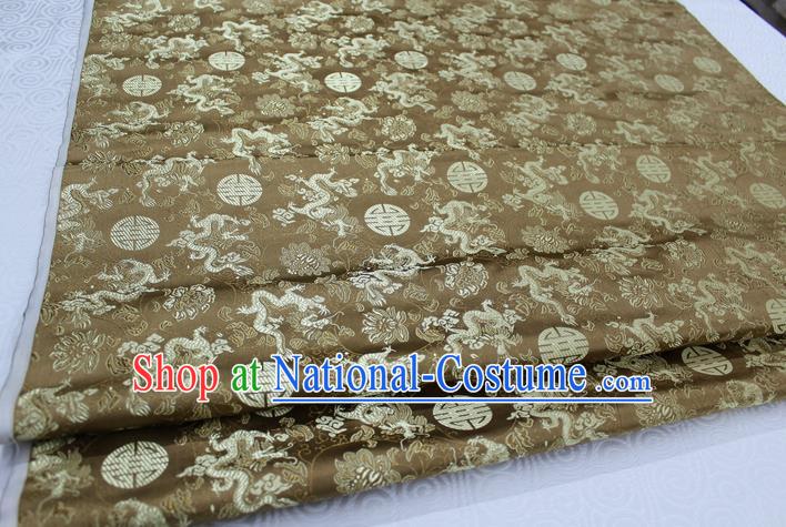 Chinese Traditional Ancient Costume Palace Longevity Dragons Pattern Mongolian Robe Bronze Brocade Tang Suit Satin Fabric Hanfu Material