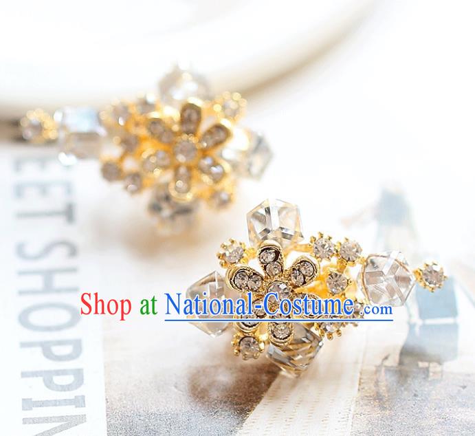 Chinese Traditional Bride Jewelry Accessories Earrings Princess Wedding Crystal Flowers Eardrop for Women